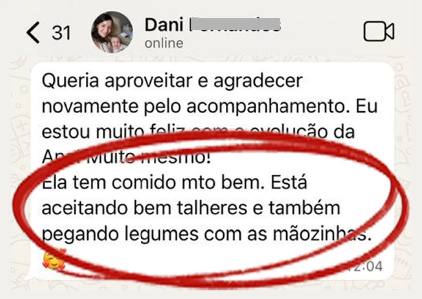 Depoimento real de aluna, imagem 11 de 13.