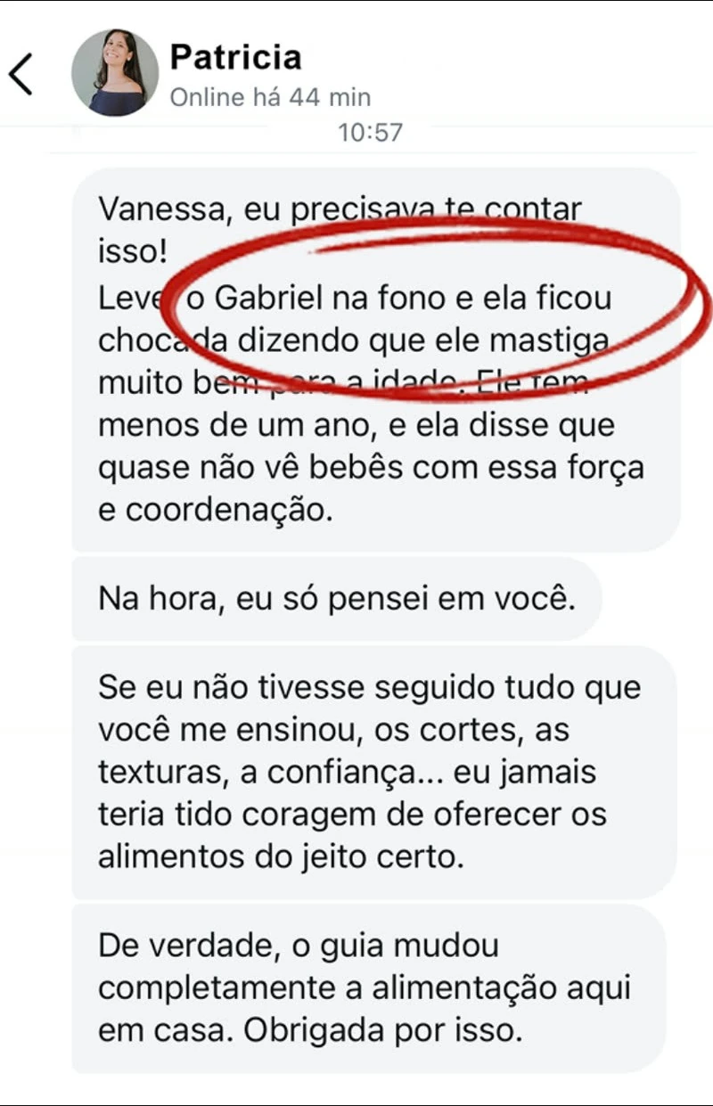 Depoimento real de aluna, imagem 13 de 13.